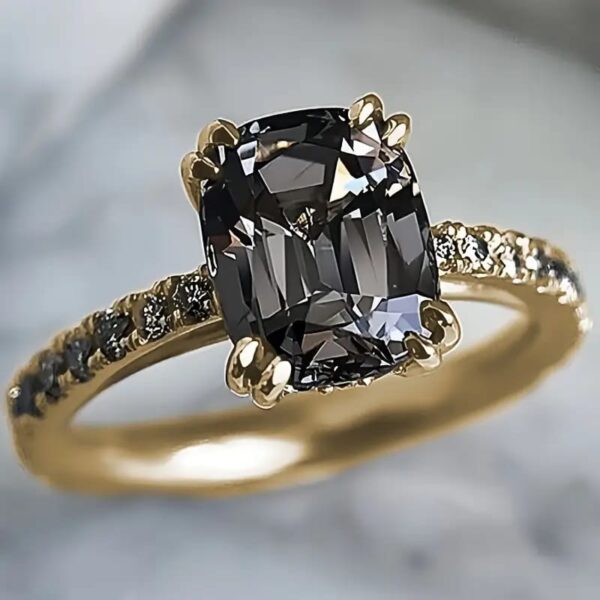 Vintage Grey Moissanite Engagement Ring - Image 3