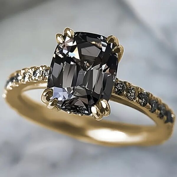 Vintage Grey Moissanite Engagement Ring - Image 2