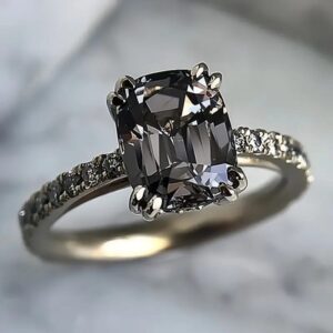 Vintage Grey Moissanite Engagement Ring