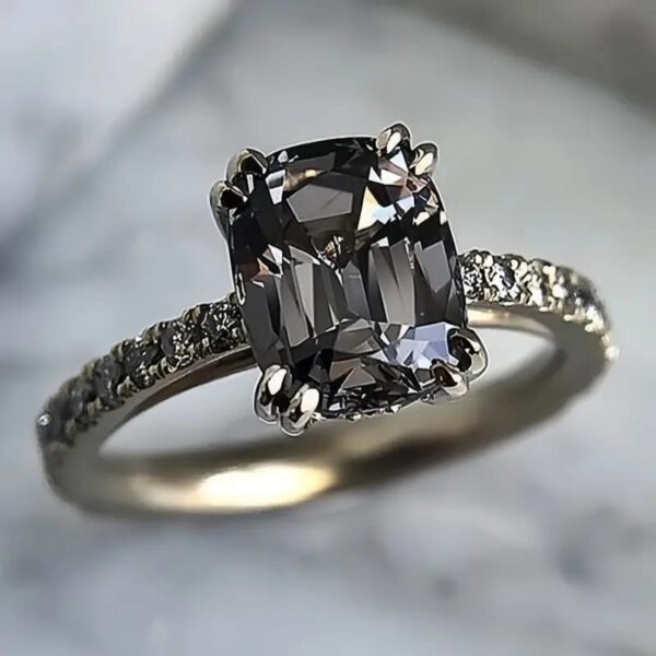 Vintage Grey Moissanite Engagement Ring