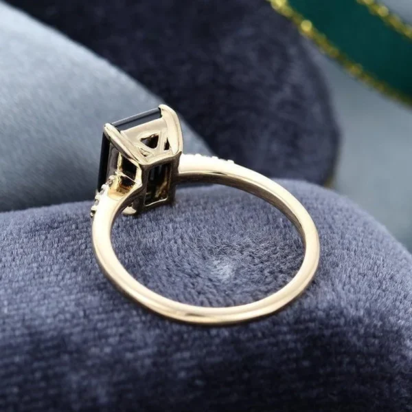 Black Diamond Solitaire Engagement Ring - Image 3