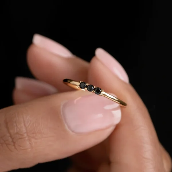 Dainty Black Onyx Ring Delicate Everyday Ring - Image 2