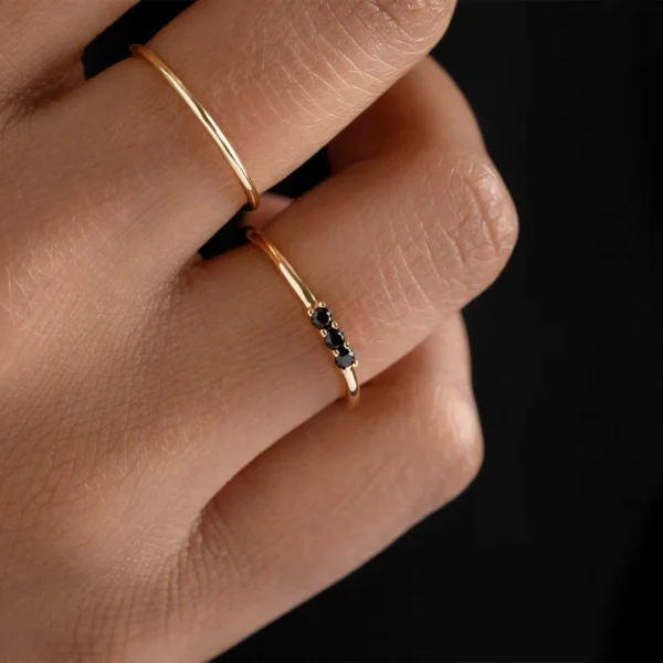 Dainty Black Onyx Ring Delicate Everyday Ring - Image 3